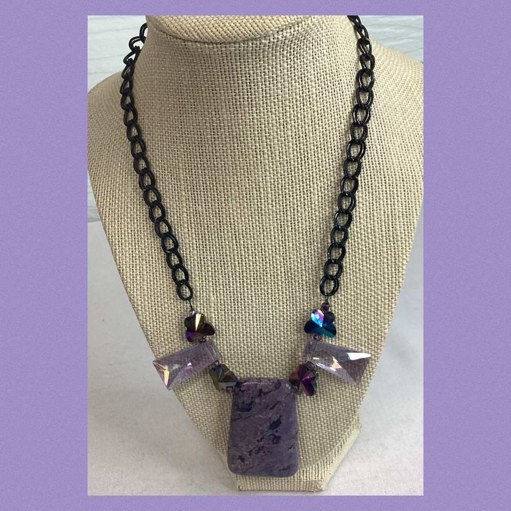 Purple stone handmade necklace.